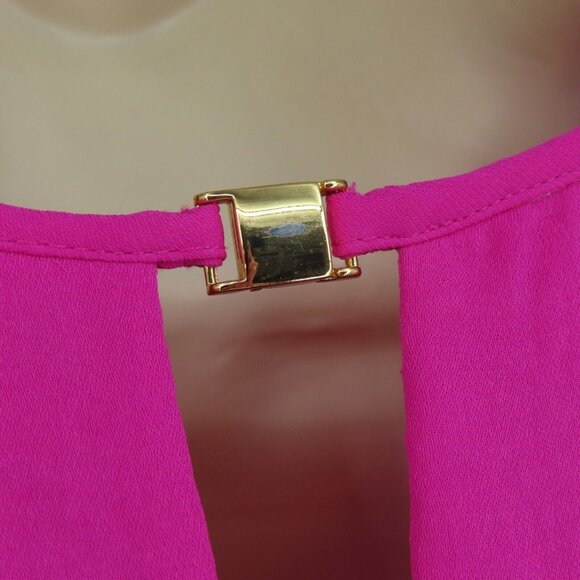 Rebecca Taylor Womens 8 Solid Pink Pleated Keyhole Front Sleeveless Sheath Dress - Picture 9 of 14